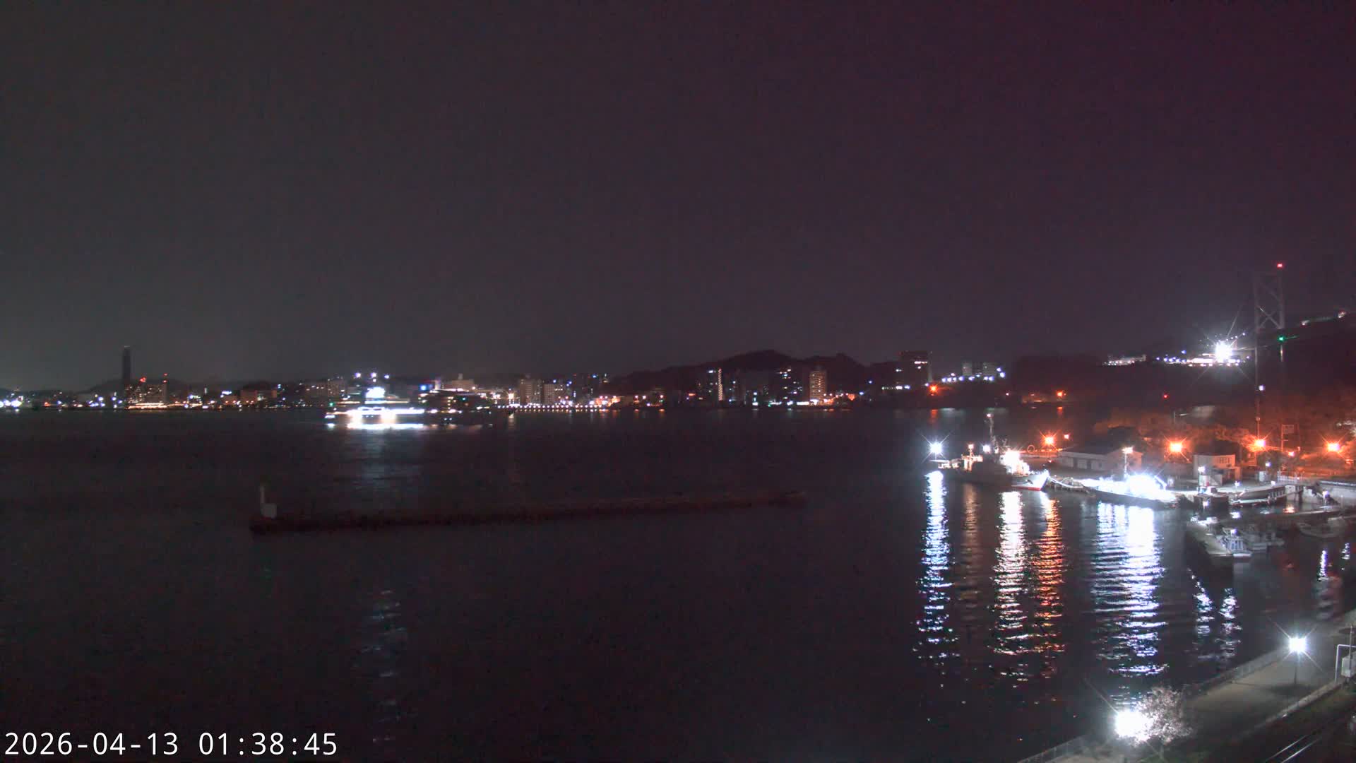 Fukuoka ( 北九州市門司区から見る福岡、関門海峡大橋、下関市 ) Kanmon Strait  Bridge & Shimonoseki City View from Moji Ward, Kitakyushu Live Cam - 2 Chome, Kyumoji, Moji-ku, Kitakyushu, Fukuoka, Kyushu, Japan
