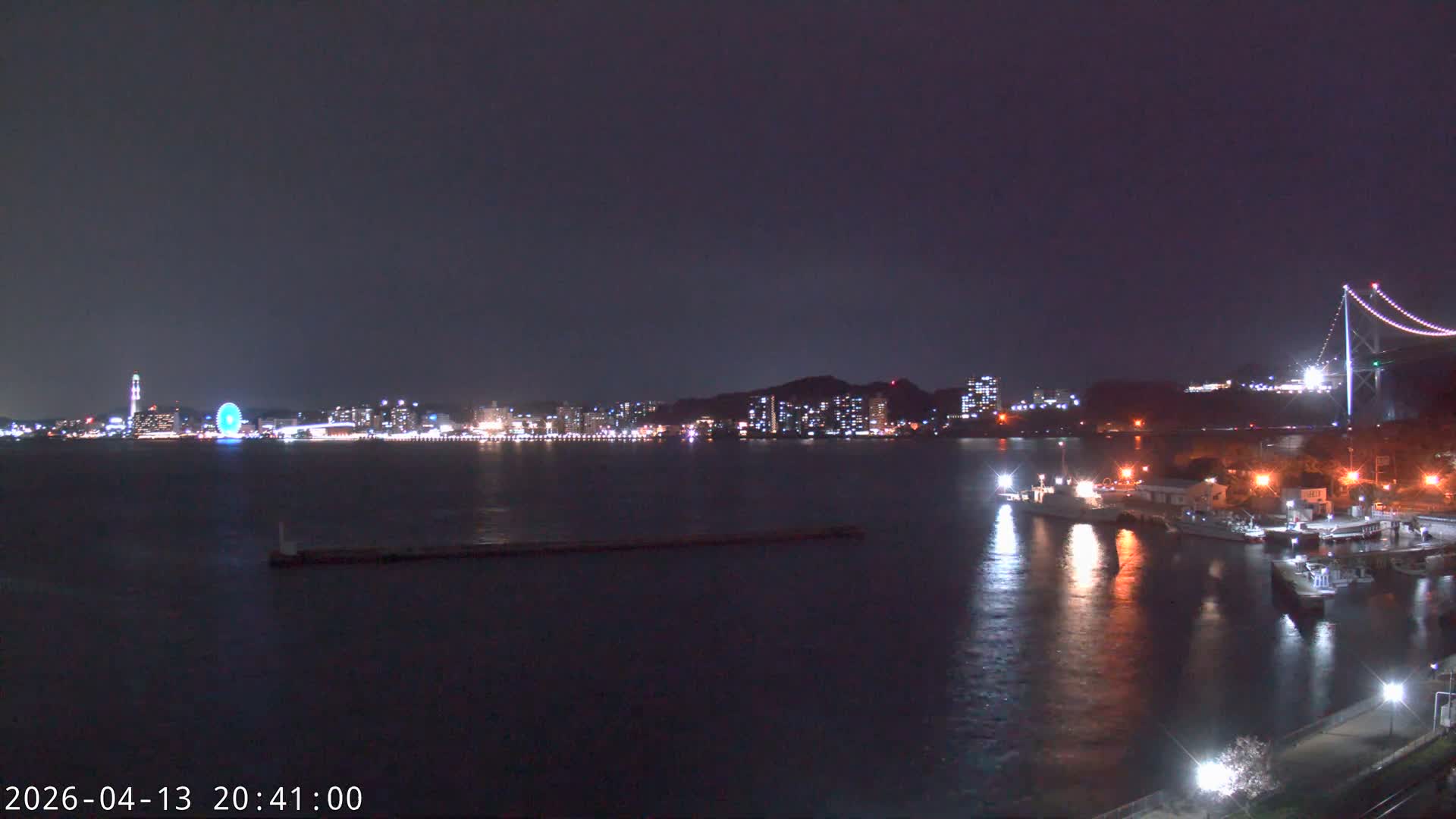 Fukuoka ( 北九州市門司区から見る福岡、関門海峡大橋、下関市 ) Kanmon Strait  Bridge & Shimonoseki City View from Moji Ward, Kitakyushu Live Cam - 2 Chome, Kyumoji, Moji-ku, Kitakyushu, Fukuoka, Kyushu, Japan