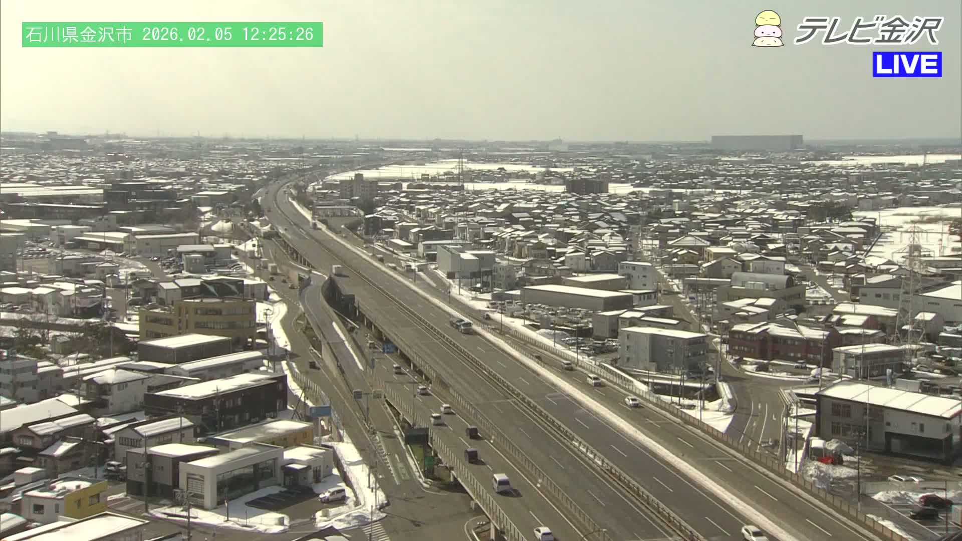 Kanazawa City & E8 Hokuriku Expressway Kanazawa Viaduct ( 金沢市・E8北陸自動車道金沢高架橋 石川県金沢市)  Ishikawa, Kanazawa Live Cam - 2 Chome, Kobu, Kanazawa, Ishikawa, Chūbu, Honshu, Japan