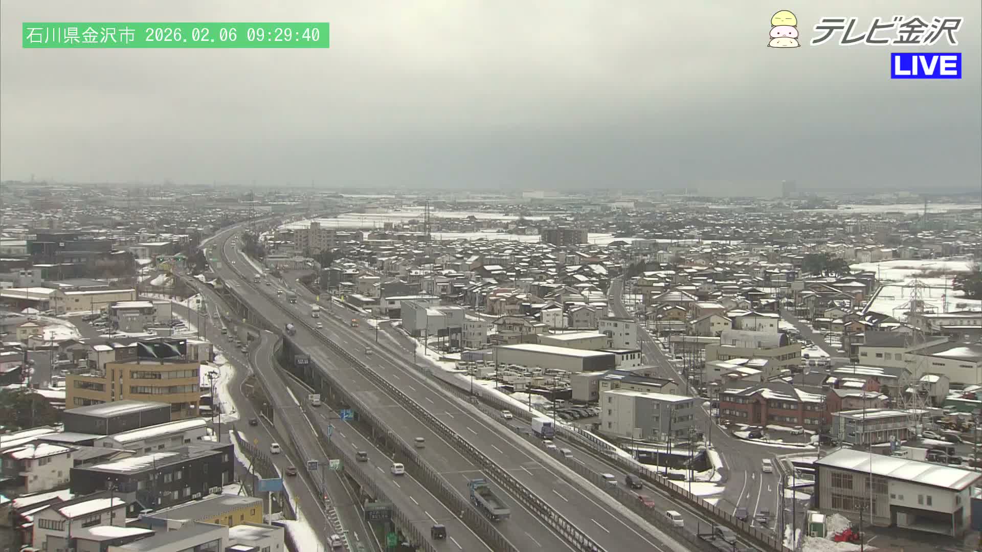 Kanazawa City & E8 Hokuriku Expressway Kanazawa Viaduct ( 金沢市・E8北陸自動車道金沢高架橋 石川県金沢市)  Ishikawa, Kanazawa Live Cam - 2 Chome, Kobu, Kanazawa, Ishikawa, Chūbu, Honshu, Japan