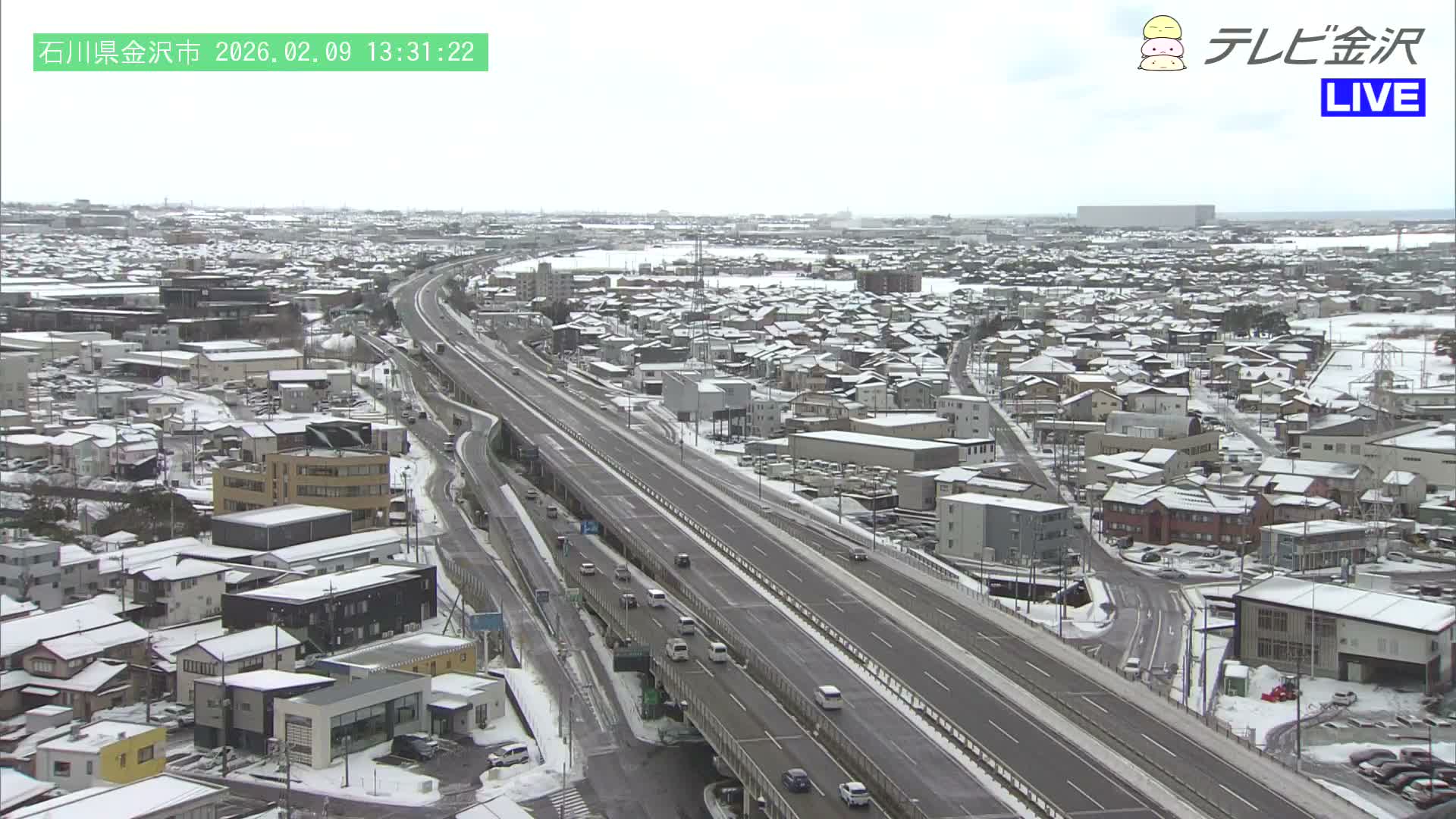 Kanazawa City & E8 Hokuriku Expressway Kanazawa Viaduct ( 金沢市・E8北陸自動車道金沢高架橋 石川県金沢市)  Ishikawa, Kanazawa Live Cam - 2 Chome, Kobu, Kanazawa, Ishikawa, Chūbu, Honshu, Japan