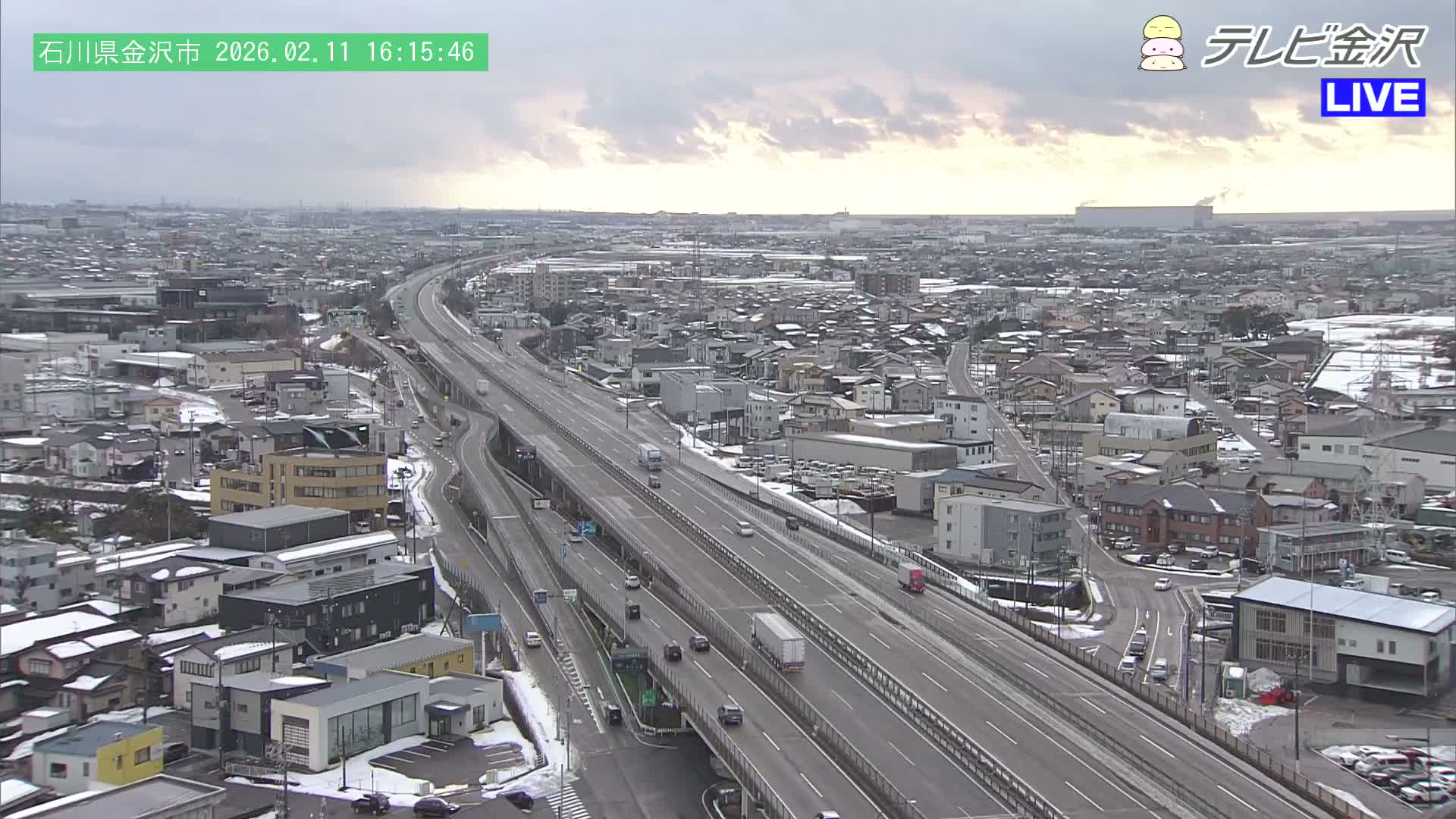 Kanazawa City & E8 Hokuriku Expressway Kanazawa Viaduct ( 金沢市・E8北陸自動車道金沢高架橋 石川県金沢市)  Ishikawa, Kanazawa Live Cam - 2 Chome, Kobu, Kanazawa, Ishikawa, Chūbu, Honshu, Japan