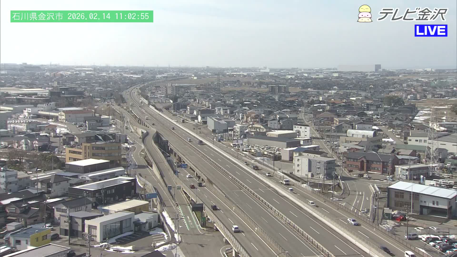 Kanazawa City & E8 Hokuriku Expressway Kanazawa Viaduct ( 金沢市・E8北陸自動車道金沢高架橋 石川県金沢市)  Ishikawa, Kanazawa Live Cam - 2 Chome, Kobu, Kanazawa, Ishikawa, Chūbu, Honshu, Japan