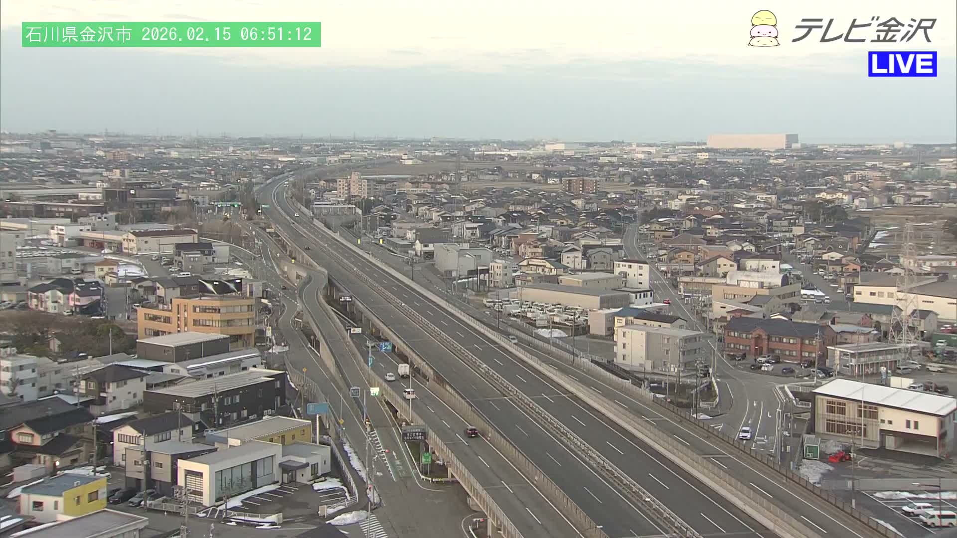 Kanazawa City & E8 Hokuriku Expressway Kanazawa Viaduct ( 金沢市・E8北陸自動車道金沢高架橋 石川県金沢市)  Ishikawa, Kanazawa Live Cam - 2 Chome, Kobu, Kanazawa, Ishikawa, Chūbu, Honshu, Japan