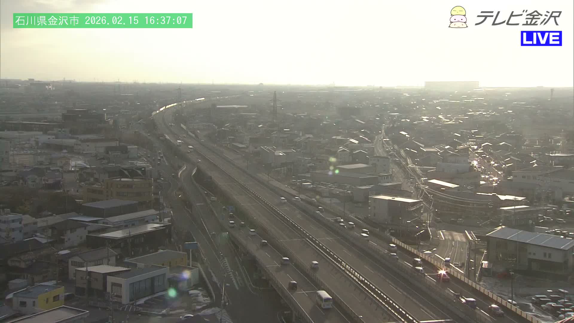 Kanazawa City & E8 Hokuriku Expressway Kanazawa Viaduct ( 金沢市・E8北陸自動車道金沢高架橋 石川県金沢市)  Ishikawa, Kanazawa Live Cam - 2 Chome, Kobu, Kanazawa, Ishikawa, Chūbu, Honshu, Japan