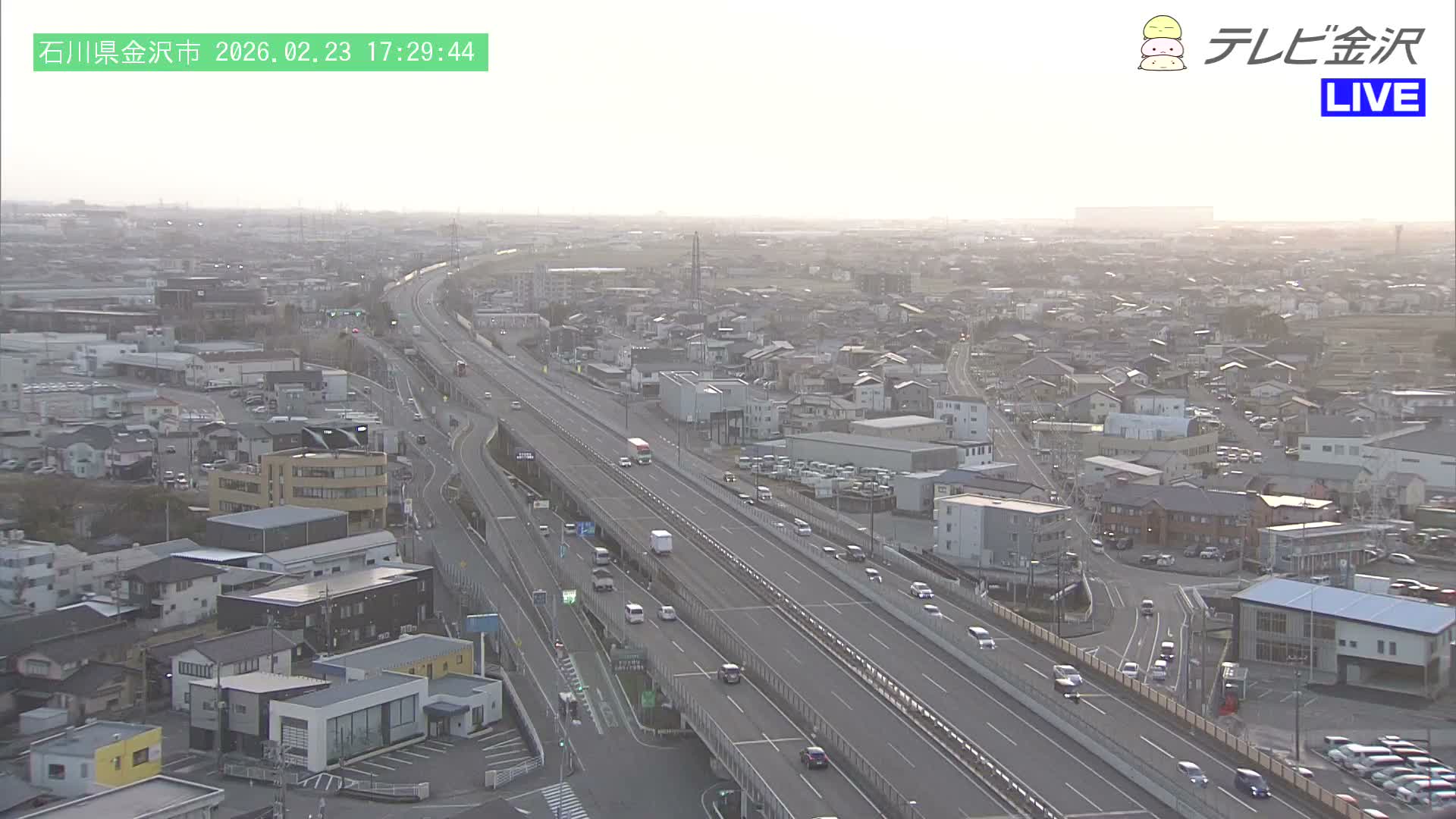 Kanazawa City & E8 Hokuriku Expressway Kanazawa Viaduct ( 金沢市・E8北陸自動車道金沢高架橋 石川県金沢市)  Ishikawa, Kanazawa Live Cam - 2 Chome, Kobu, Kanazawa, Ishikawa, Chūbu, Honshu, Japan