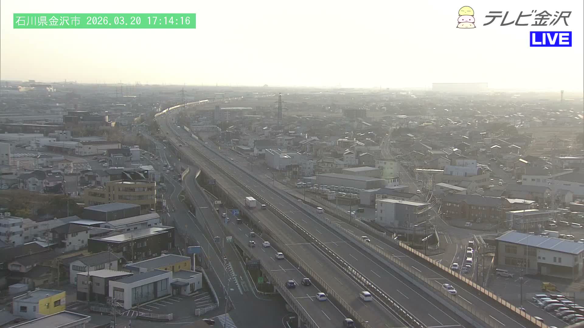 Kanazawa City & E8 Hokuriku Expressway Kanazawa Viaduct ( 金沢市・E8北陸自動車道金沢高架橋 石川県金沢市)  Ishikawa, Kanazawa Live Cam - 2 Chome, Kobu, Kanazawa, Ishikawa, Chūbu, Honshu, Japan