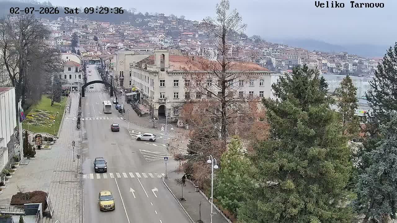 Tarnovo Center ( Търново Център, ул. Улица Христо Ботев / Разклон ул. Васил Левски, Велико Търново) Ulitsa Hristo Botev Street /Vasil Levski Street Junction, Veliko Tarnovo Live Cam - Veliko Tarnovo Center, Obshtina Veliko Tarnovo, Veliko Tarnovo, Bulgaria