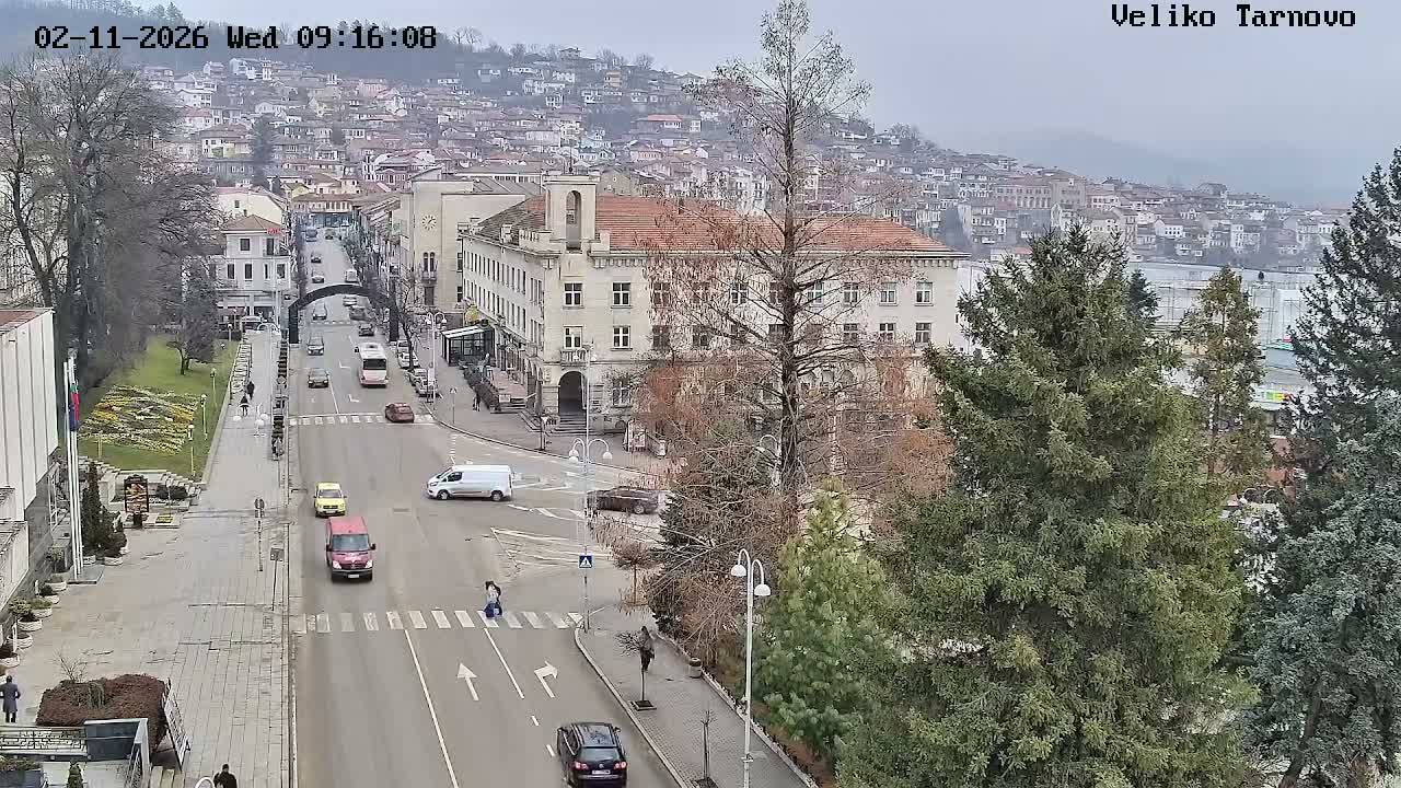 Tarnovo Center ( Търново Център, ул. Улица Христо Ботев / Разклон ул. Васил Левски, Велико Търново) Ulitsa Hristo Botev Street /Vasil Levski Street Junction, Veliko Tarnovo Live Cam - Veliko Tarnovo Center, Obshtina Veliko Tarnovo, Veliko Tarnovo, Bulgaria