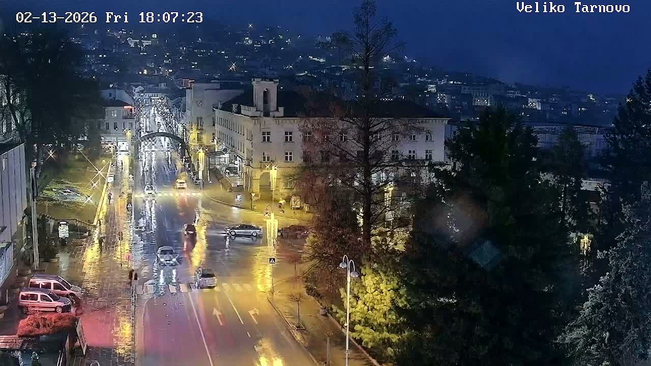 Tarnovo Center ( Търново Център, ул. Улица Христо Ботев / Разклон ул. Васил Левски, Велико Търново) Ulitsa Hristo Botev Street /Vasil Levski Street Junction, Veliko Tarnovo Live Cam - Veliko Tarnovo Center, Obshtina Veliko Tarnovo, Veliko Tarnovo, Bulgaria
