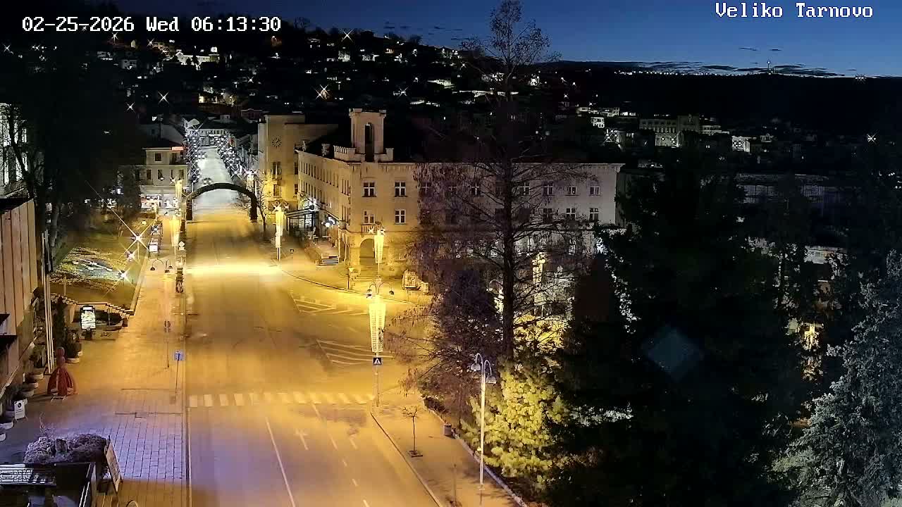 Tarnovo Center ( Търново Център, ул. Улица Христо Ботев / Разклон ул. Васил Левски, Велико Търново) Ulitsa Hristo Botev Street /Vasil Levski Street Junction, Veliko Tarnovo Live Cam - Veliko Tarnovo Center, Obshtina Veliko Tarnovo, Veliko Tarnovo, Bulgaria
