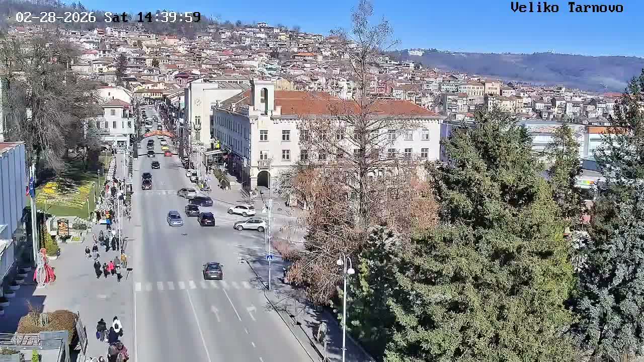 Tarnovo Center ( Търново Център, ул. Улица Христо Ботев / Разклон ул. Васил Левски, Велико Търново) Ulitsa Hristo Botev Street /Vasil Levski Street Junction, Veliko Tarnovo Live Cam - Veliko Tarnovo Center, Obshtina Veliko Tarnovo, Veliko Tarnovo, Bulgaria