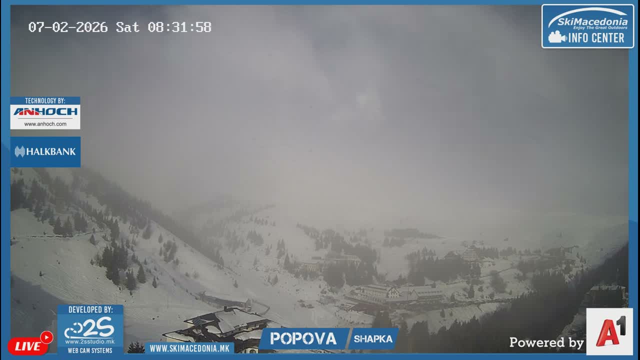 Polog ( Полог, Ски центар Попова Шапка, Тетово) Popova Shapka Ski Center & Ski Slopes , Tetovo Live  Cam - Popova Shapka, Tetovo, Polog, North Macedonia