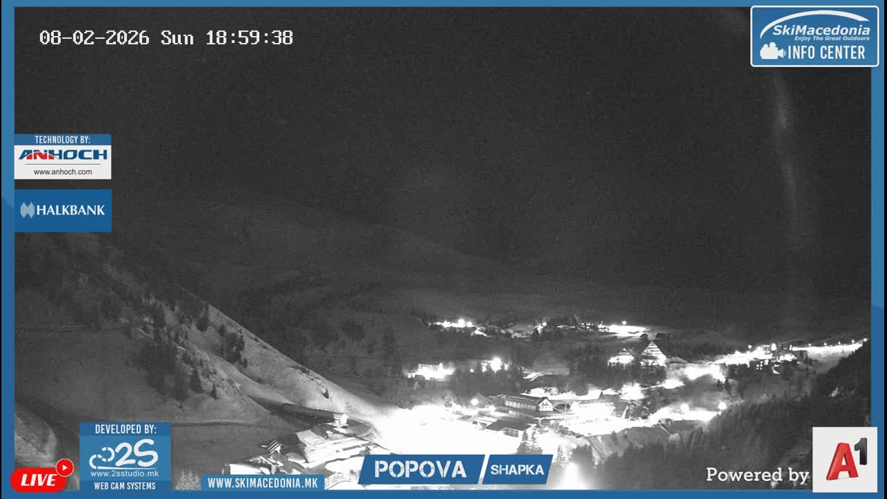 Polog ( Полог, Ски центар Попова Шапка, Тетово) Popova Shapka Ski Center & Ski Slopes , Tetovo Live  Cam - Popova Shapka, Tetovo, Polog, North Macedonia