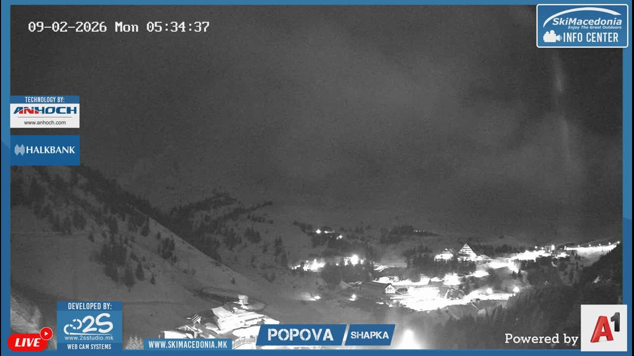 Polog ( Полог, Ски центар Попова Шапка, Тетово) Popova Shapka Ski Center & Ski Slopes , Tetovo Live  Cam - Popova Shapka, Tetovo, Polog, North Macedonia