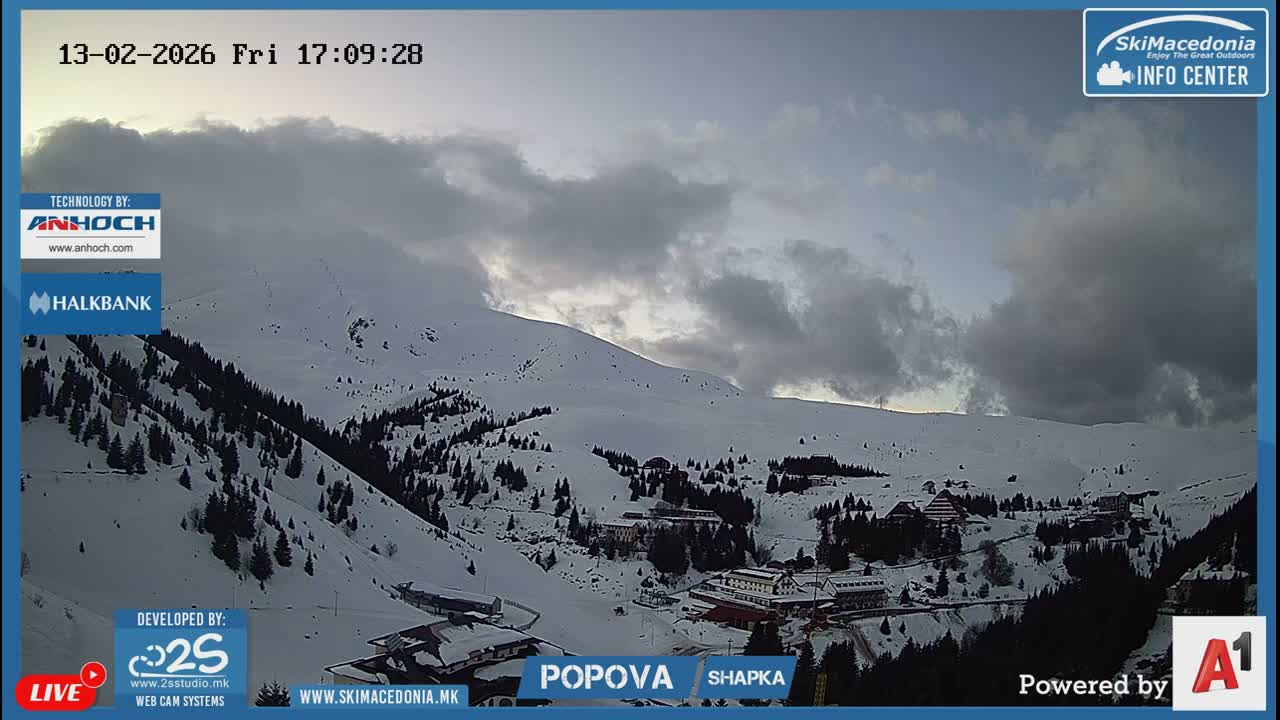 Polog ( Полог, Ски центар Попова Шапка, Тетово) Popova Shapka Ski Center & Ski Slopes , Tetovo Live  Cam - Popova Shapka, Tetovo, Polog, North Macedonia
