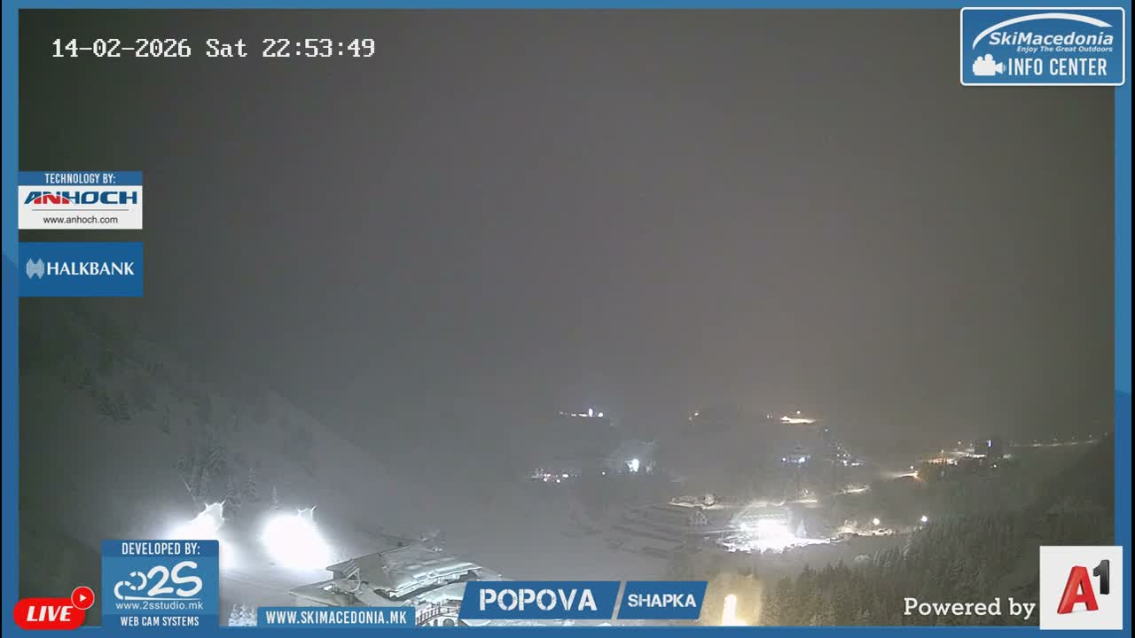 Polog ( Полог, Ски центар Попова Шапка, Тетово) Popova Shapka Ski Center & Ski Slopes , Tetovo Live  Cam - Popova Shapka, Tetovo, Polog, North Macedonia