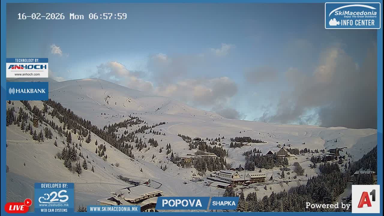 Polog ( Полог, Ски центар Попова Шапка, Тетово) Popova Shapka Ski Center & Ski Slopes , Tetovo Live  Cam - Popova Shapka, Tetovo, Polog, North Macedonia