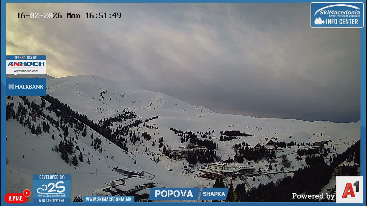 Polog ( Полог, Ски центар Попова Шапка, Тетово) Popova Shapka Ski Center & Ski Slopes , Tetovo Live  Cam - Popova Shapka, Tetovo, Polog, North Macedonia