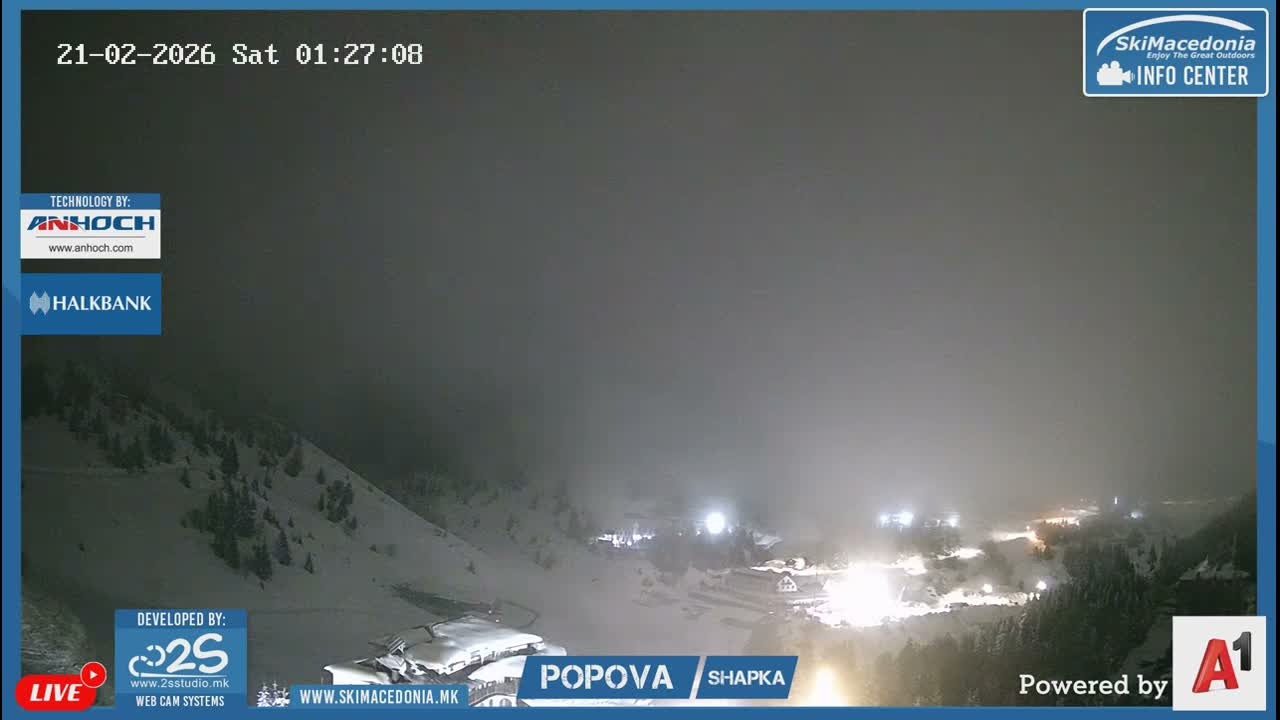 Polog ( Полог, Ски центар Попова Шапка, Тетово) Popova Shapka Ski Center & Ski Slopes , Tetovo Live  Cam - Popova Shapka, Tetovo, Polog, North Macedonia