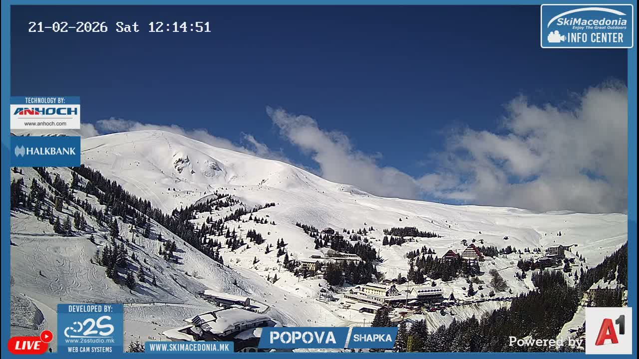 Polog ( Полог, Ски центар Попова Шапка, Тетово) Popova Shapka Ski Center & Ski Slopes , Tetovo Live  Cam - Popova Shapka, Tetovo, Polog, North Macedonia