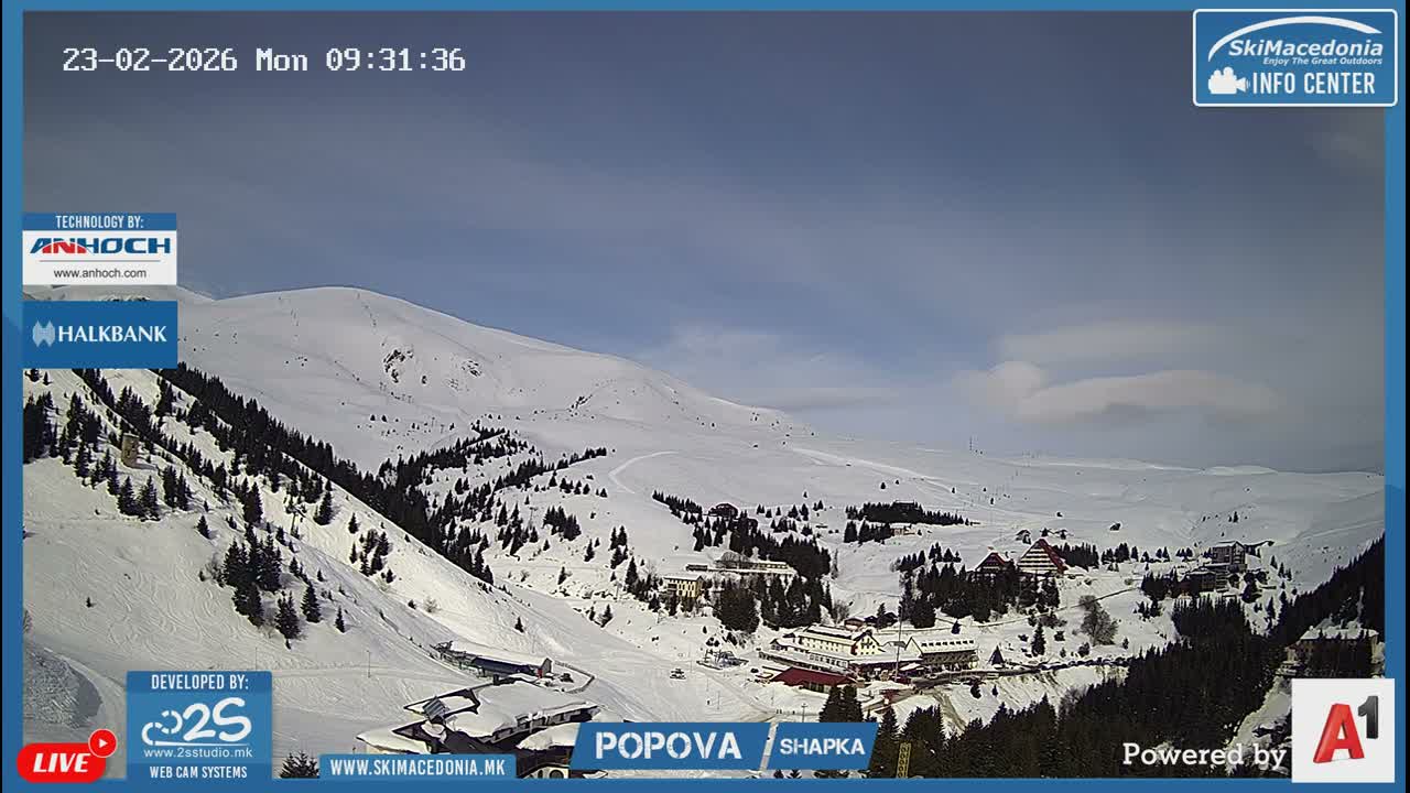Polog ( Полог, Ски центар Попова Шапка, Тетово) Popova Shapka Ski Center & Ski Slopes , Tetovo Live  Cam - Popova Shapka, Tetovo, Polog, North Macedonia