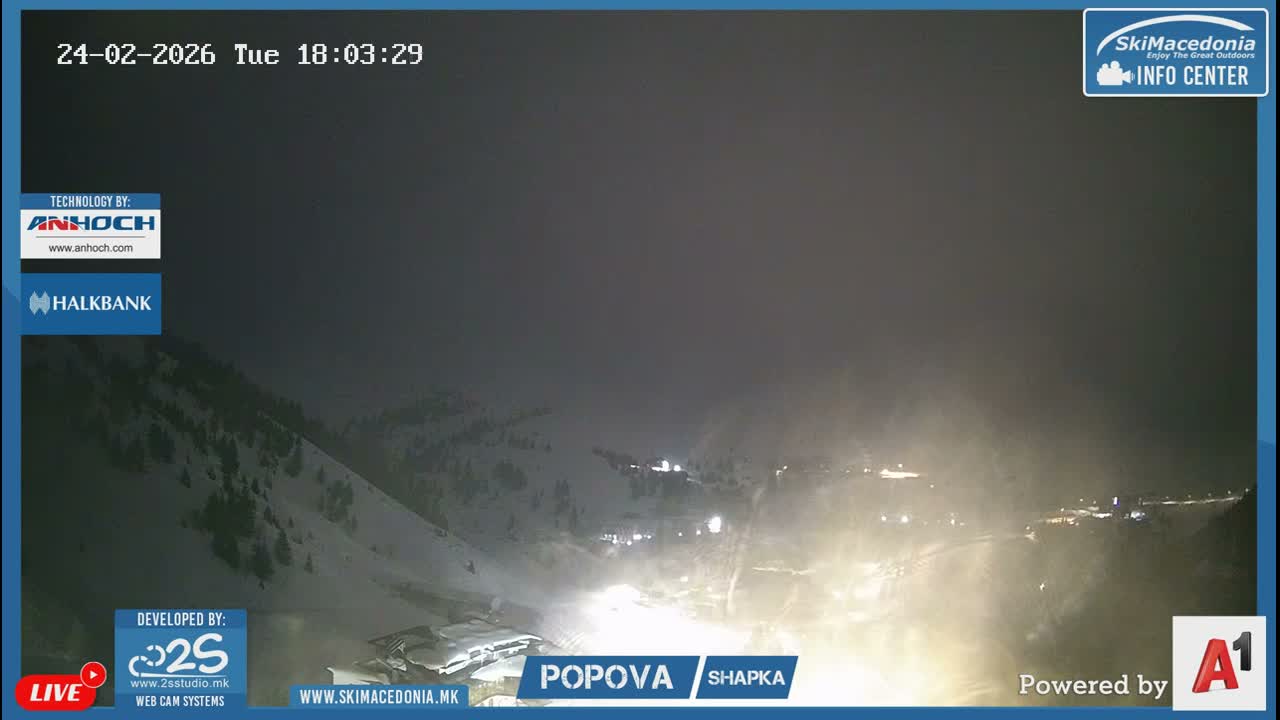 Polog ( Полог, Ски центар Попова Шапка, Тетово) Popova Shapka Ski Center & Ski Slopes , Tetovo Live  Cam - Popova Shapka, Tetovo, Polog, North Macedonia