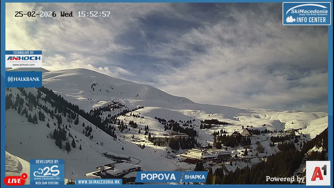 Polog ( Полог, Ски центар Попова Шапка, Тетово) Popova Shapka Ski Center & Ski Slopes , Tetovo Live  Cam - Popova Shapka, Tetovo, Polog, North Macedonia