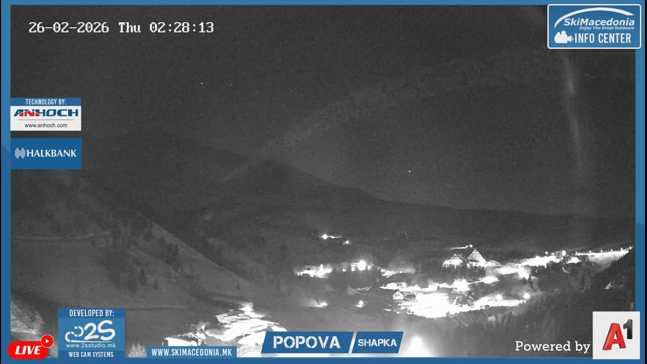 Polog ( Полог, Ски центар Попова Шапка, Тетово) Popova Shapka Ski Center & Ski Slopes , Tetovo Live  Cam - Popova Shapka, Tetovo, Polog, North Macedonia