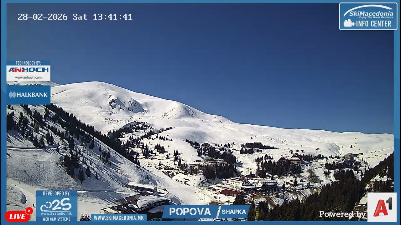 Polog ( Полог, Ски центар Попова Шапка, Тетово) Popova Shapka Ski Center & Ski Slopes , Tetovo Live  Cam - Popova Shapka, Tetovo, Polog, North Macedonia