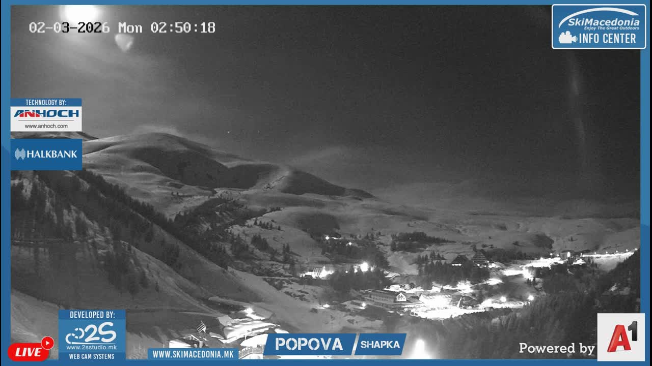 Polog ( Полог, Ски центар Попова Шапка, Тетово) Popova Shapka Ski Center & Ski Slopes , Tetovo Live  Cam - Popova Shapka, Tetovo, Polog, North Macedonia