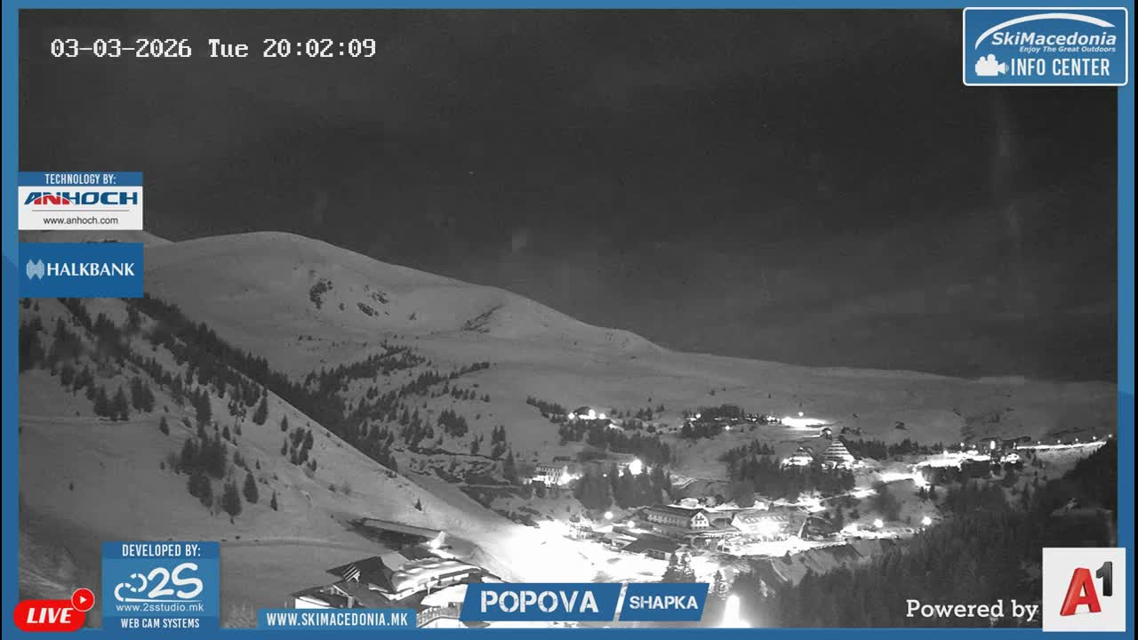 Polog ( Полог, Ски центар Попова Шапка, Тетово) Popova Shapka Ski Center & Ski Slopes , Tetovo Live  Cam - Popova Shapka, Tetovo, Polog, North Macedonia