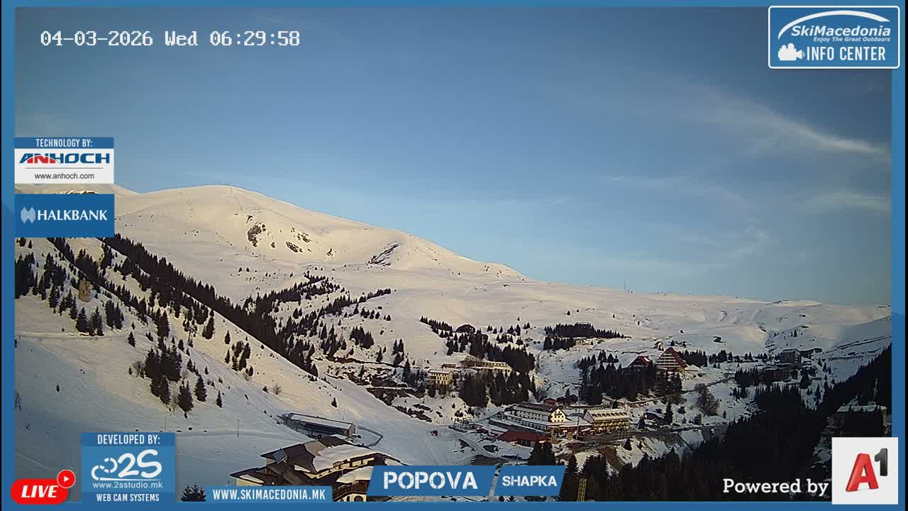 Polog ( Полог, Ски центар Попова Шапка, Тетово) Popova Shapka Ski Center & Ski Slopes , Tetovo Live  Cam - Popova Shapka, Tetovo, Polog, North Macedonia