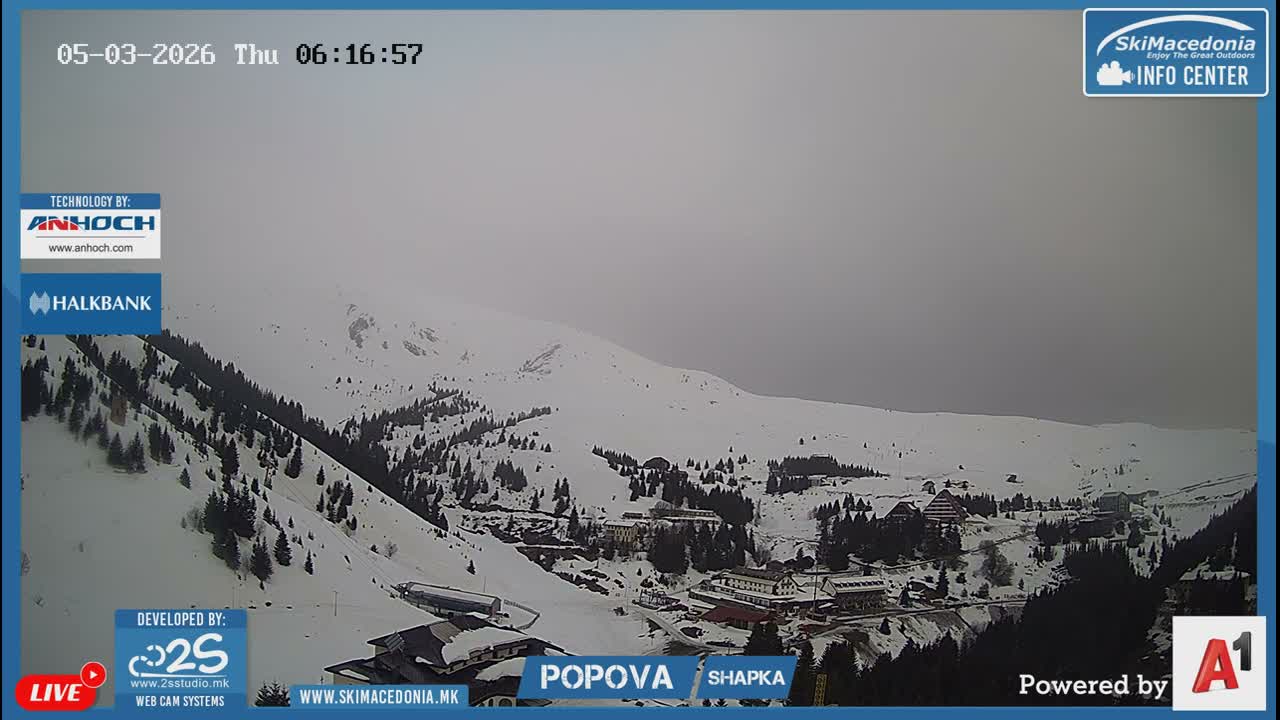 Polog ( Полог, Ски центар Попова Шапка, Тетово) Popova Shapka Ski Center & Ski Slopes , Tetovo Live  Cam - Popova Shapka, Tetovo, Polog, North Macedonia