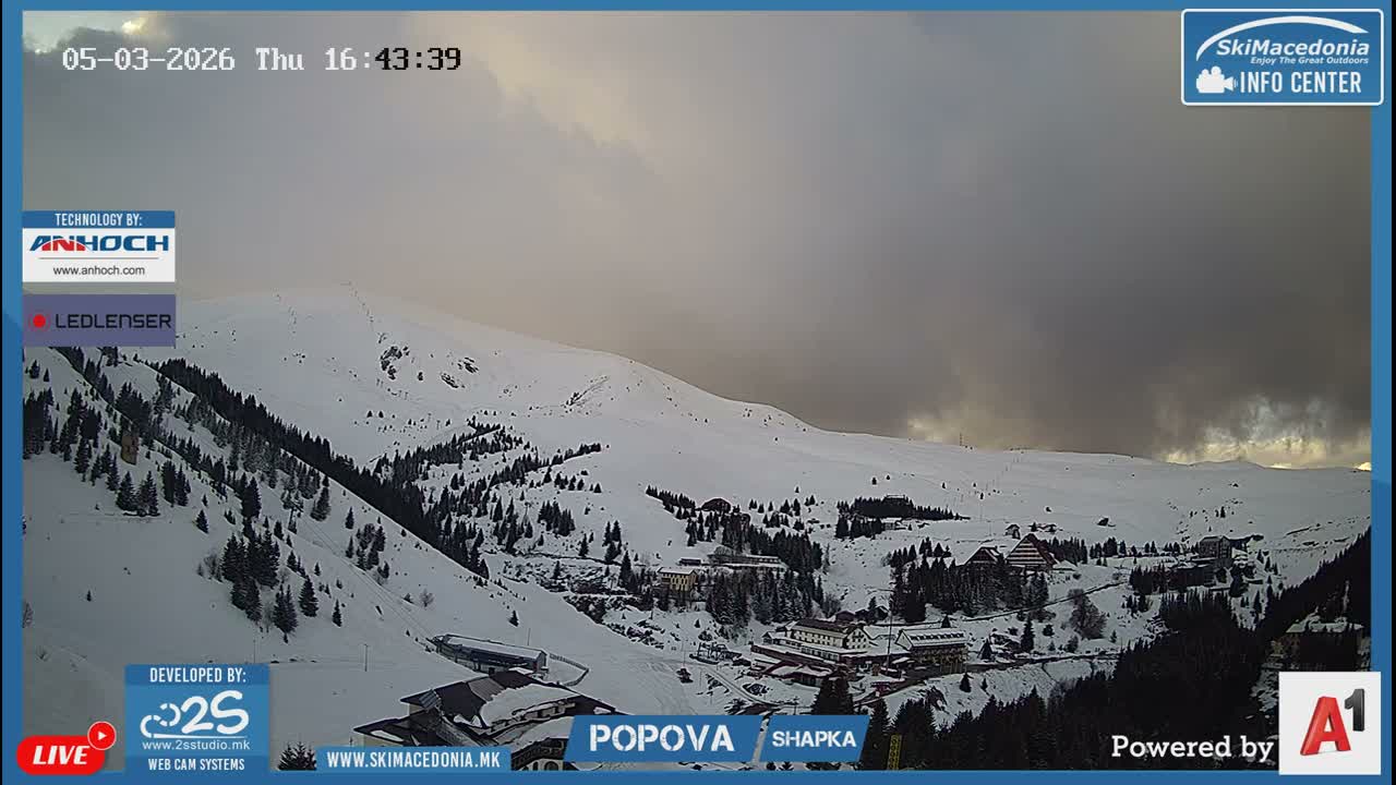 Polog ( Полог, Ски центар Попова Шапка, Тетово) Popova Shapka Ski Center & Ski Slopes , Tetovo Live  Cam - Popova Shapka, Tetovo, Polog, North Macedonia