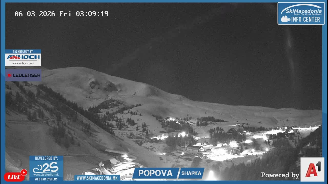 Polog ( Полог, Ски центар Попова Шапка, Тетово) Popova Shapka Ski Center & Ski Slopes , Tetovo Live  Cam - Popova Shapka, Tetovo, Polog, North Macedonia