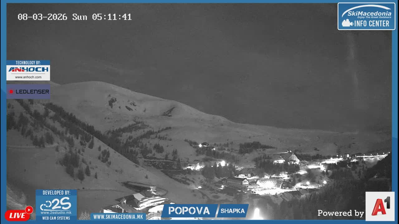 Polog ( Полог, Ски центар Попова Шапка, Тетово) Popova Shapka Ski Center & Ski Slopes , Tetovo Live  Cam - Popova Shapka, Tetovo, Polog, North Macedonia