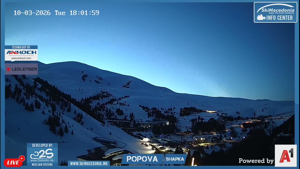 Polog ( Полог, Ски центар Попова Шапка, Тетово) Popova Shapka Ski Center & Ski Slopes , Tetovo Live  Cam - Popova Shapka, Tetovo, Polog, North Macedonia