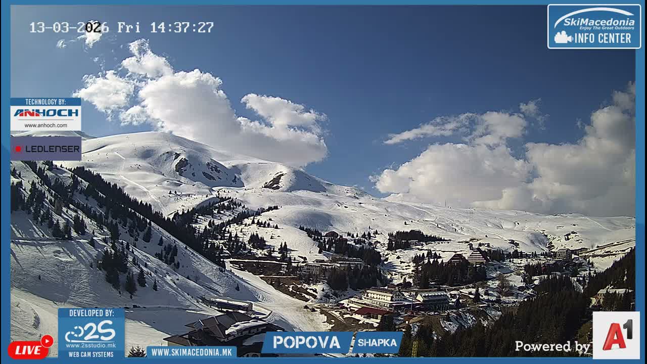 Polog ( Полог, Ски центар Попова Шапка, Тетово) Popova Shapka Ski Center & Ski Slopes , Tetovo Live  Cam - Popova Shapka, Tetovo, Polog, North Macedonia