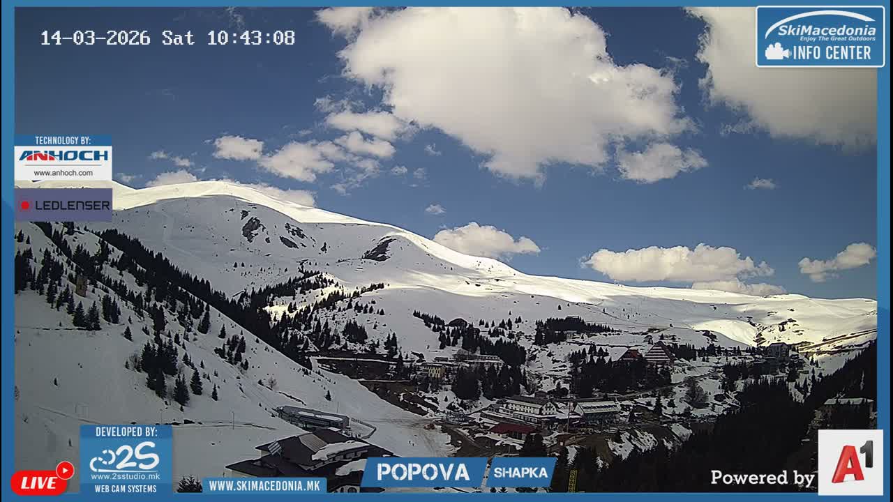 Polog ( Полог, Ски центар Попова Шапка, Тетово) Popova Shapka Ski Center & Ski Slopes , Tetovo Live  Cam - Popova Shapka, Tetovo, Polog, North Macedonia
