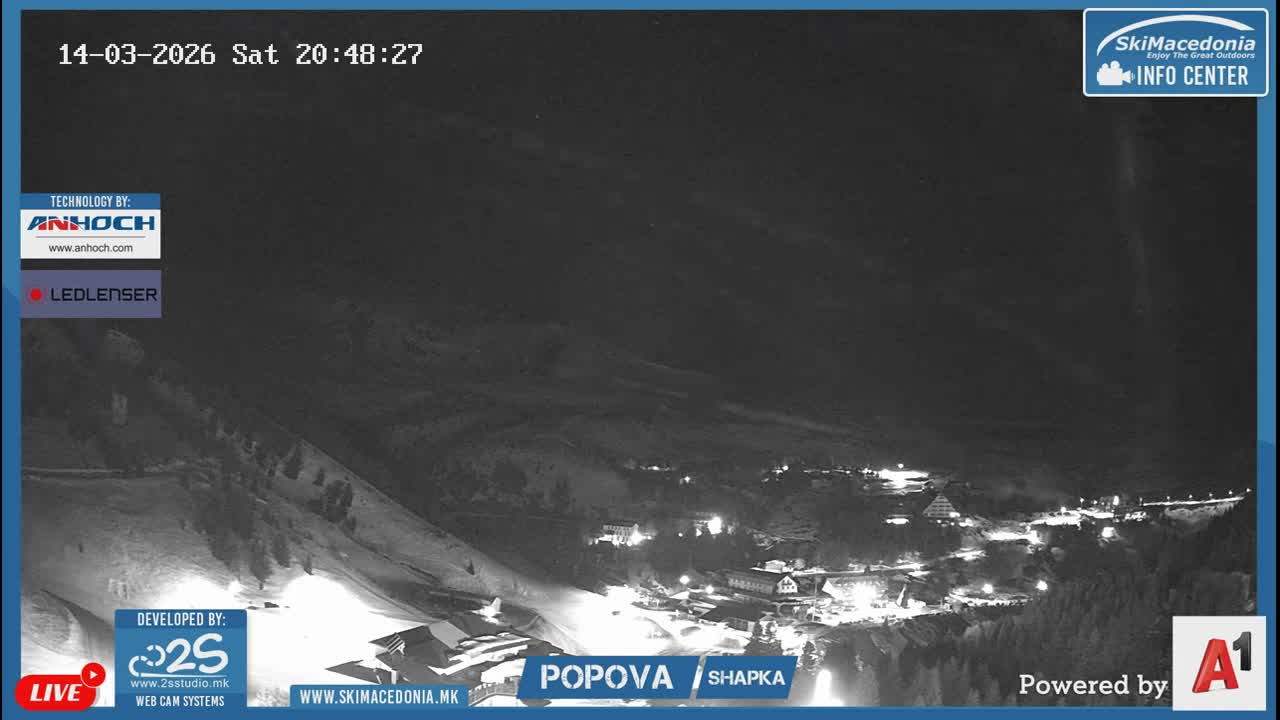 Polog ( Полог, Ски центар Попова Шапка, Тетово) Popova Shapka Ski Center & Ski Slopes , Tetovo Live  Cam - Popova Shapka, Tetovo, Polog, North Macedonia