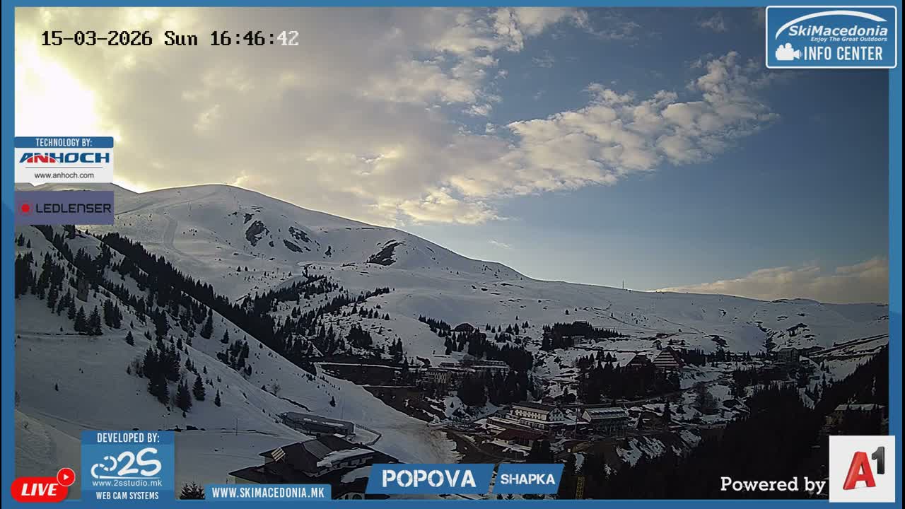 Polog ( Полог, Ски центар Попова Шапка, Тетово) Popova Shapka Ski Center & Ski Slopes , Tetovo Live  Cam - Popova Shapka, Tetovo, Polog, North Macedonia