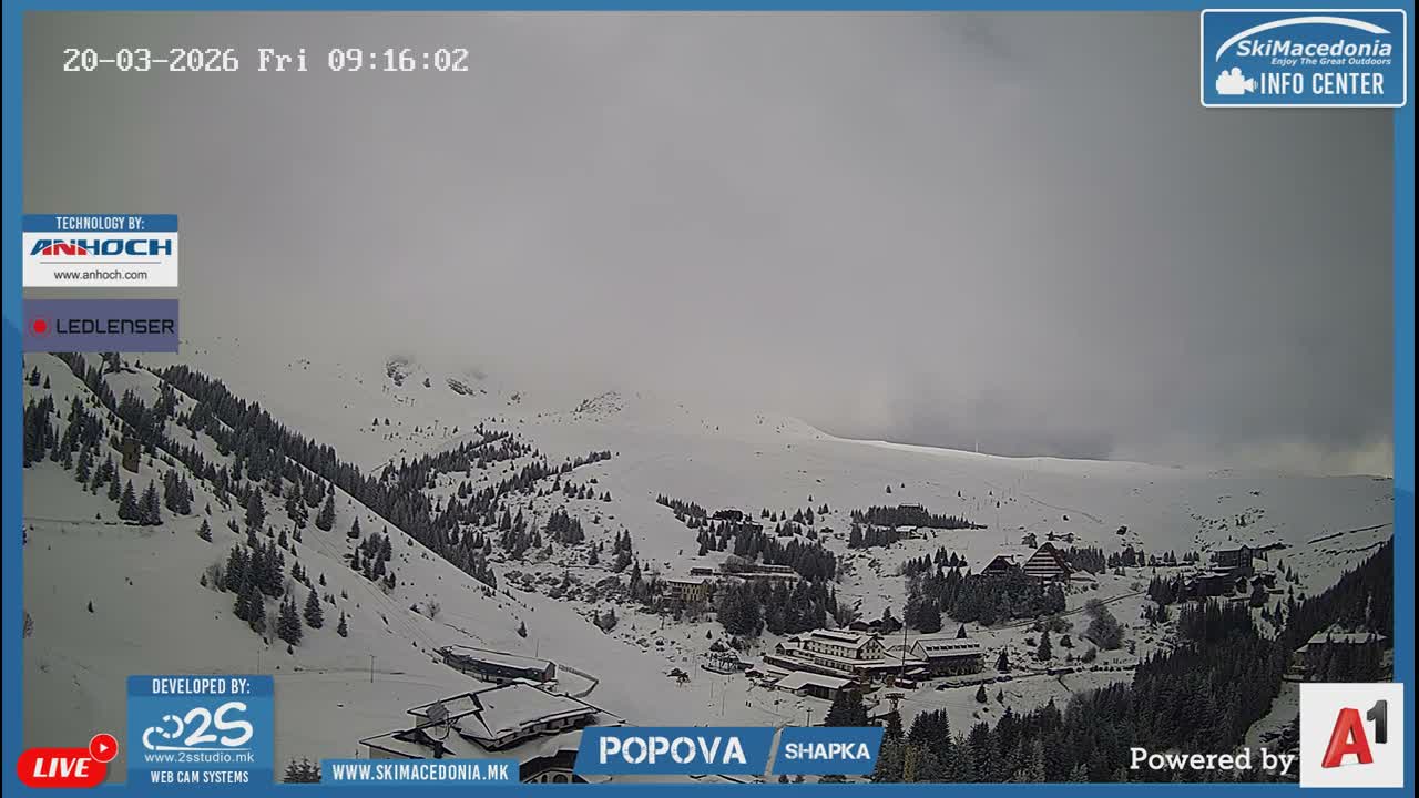 Polog ( Полог, Ски центар Попова Шапка, Тетово) Popova Shapka Ski Center & Ski Slopes , Tetovo Live  Cam - Popova Shapka, Tetovo, Polog, North Macedonia
