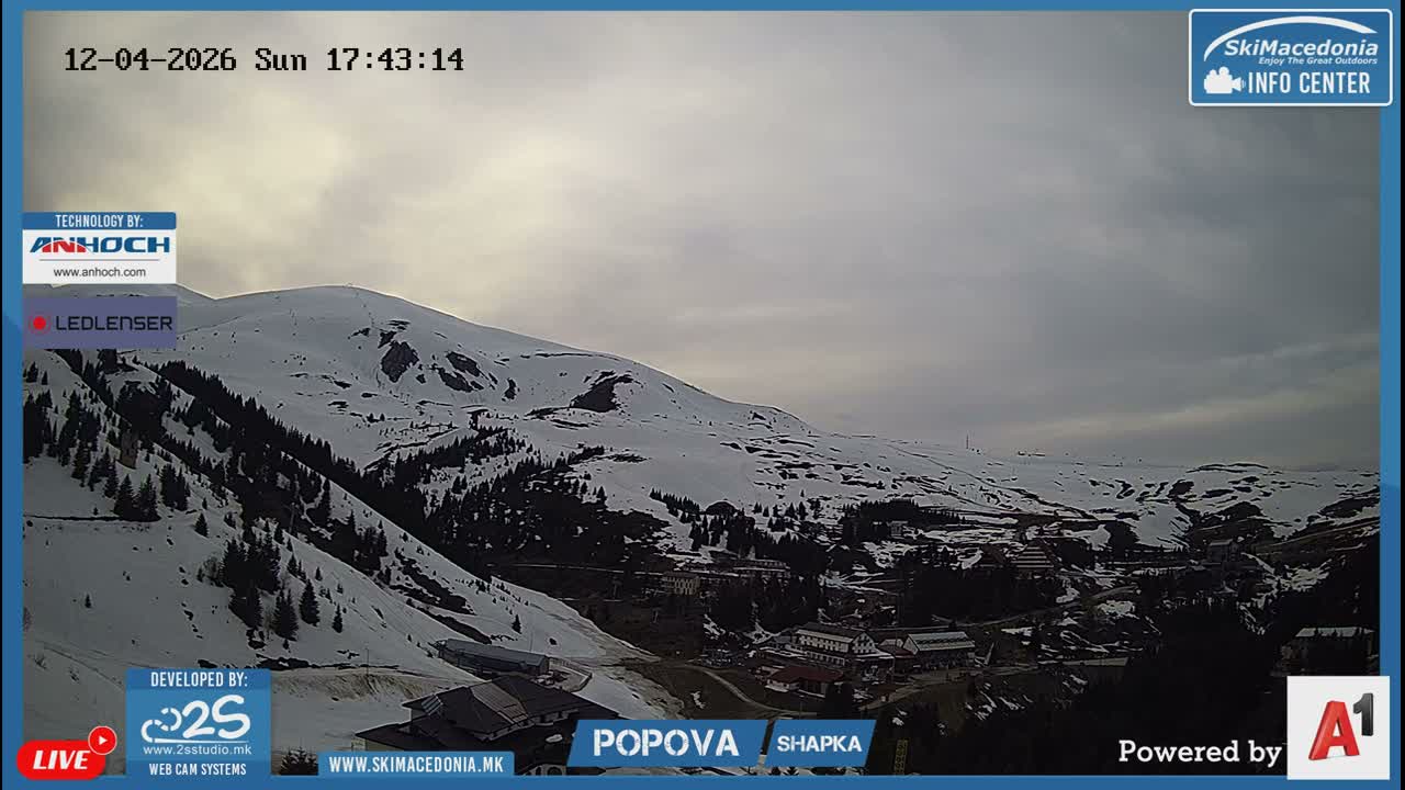 Polog ( Полог, Ски центар Попова Шапка, Тетово) Popova Shapka Ski Center & Ski Slopes , Tetovo Live  Cam - Popova Shapka, Tetovo, Polog, North Macedonia