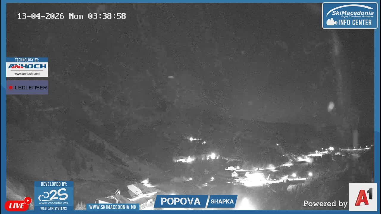 Polog ( Полог, Ски центар Попова Шапка, Тетово) Popova Shapka Ski Center & Ski Slopes , Tetovo Live  Cam - Popova Shapka, Tetovo, Polog, North Macedonia