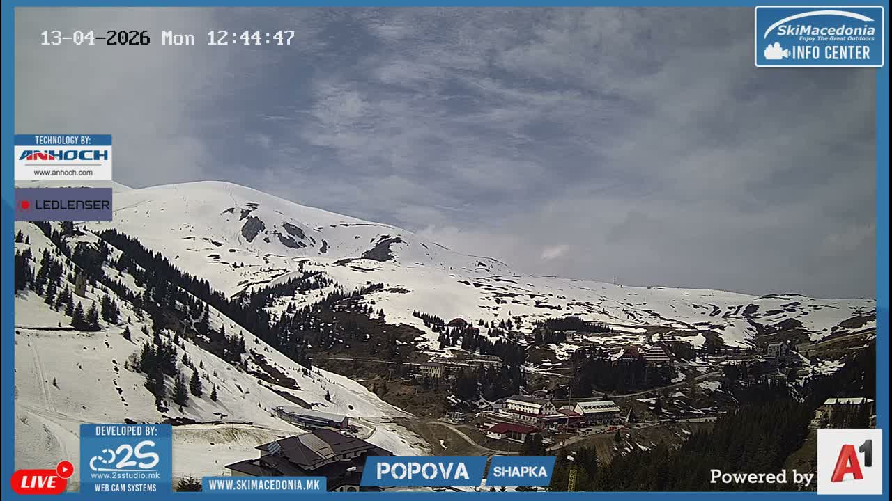 Polog ( Полог, Ски центар Попова Шапка, Тетово) Popova Shapka Ski Center & Ski Slopes , Tetovo Live  Cam - Popova Shapka, Tetovo, Polog, North Macedonia