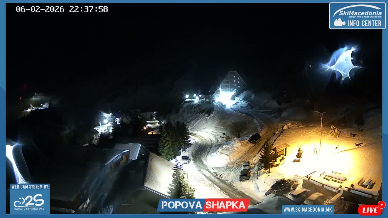 Polog ( Полог, Попова Шапка ски центар Хотелски простор, Тетово ) Popova Shapka Ski Center Hotel Area , Tetovo Live  Cam - Popova Shapka, Tetovo, Polog, North Macedonia