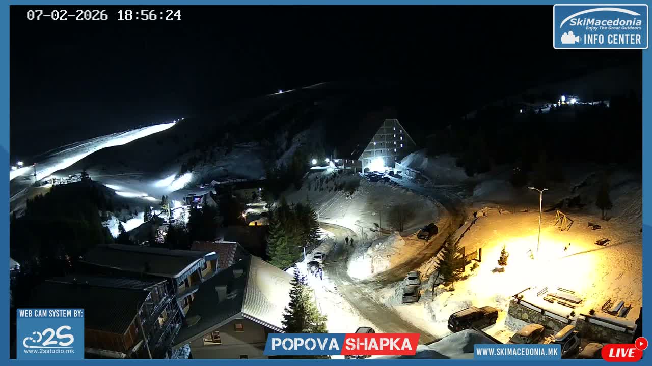 Polog ( Полог, Попова Шапка ски центар Хотелски простор, Тетово ) Popova Shapka Ski Center Hotel Area , Tetovo Live  Cam - Popova Shapka, Tetovo, Polog, North Macedonia
