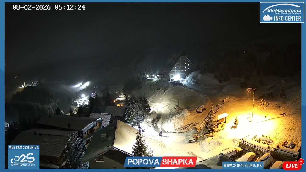 Polog ( Полог, Попова Шапка ски центар Хотелски простор, Тетово ) Popova Shapka Ski Center Hotel Area , Tetovo Live  Cam - Popova Shapka, Tetovo, Polog, North Macedonia