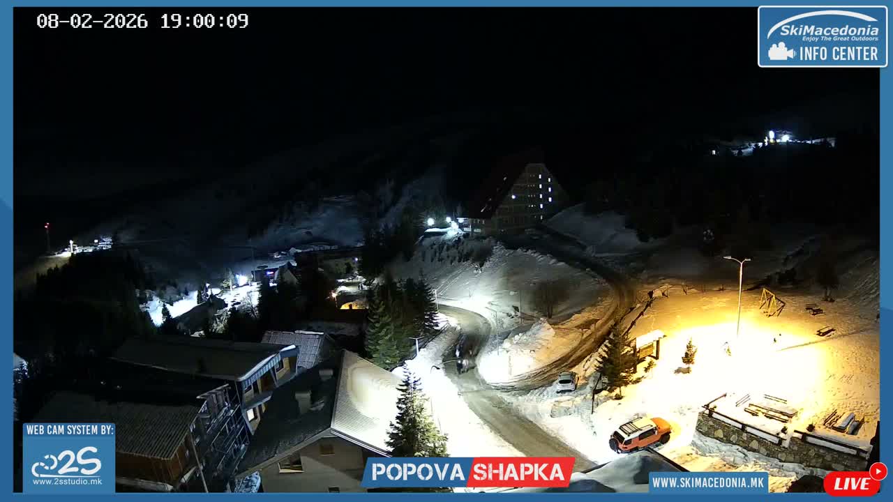 Polog ( Полог, Попова Шапка ски центар Хотелски простор, Тетово ) Popova Shapka Ski Center Hotel Area , Tetovo Live  Cam - Popova Shapka, Tetovo, Polog, North Macedonia